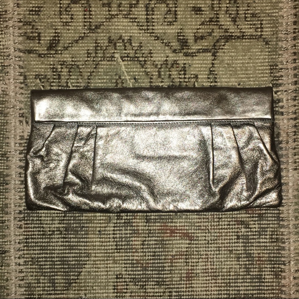 Club Monaco Metallic Leather Envelope Clutch